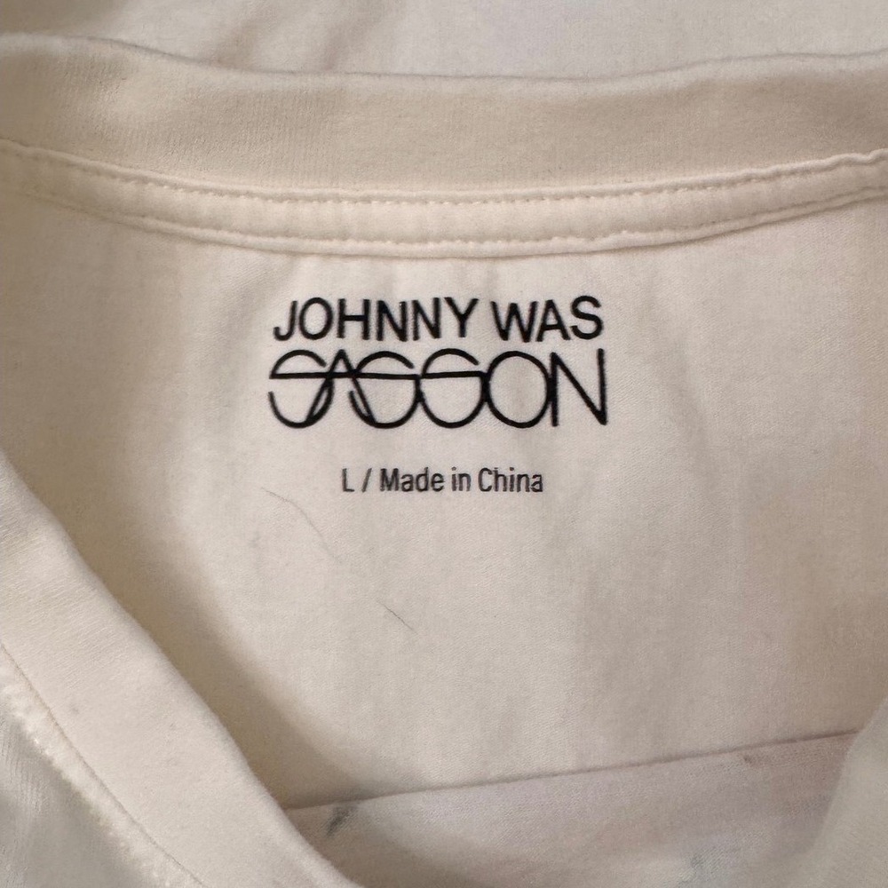 Johnny Was Cotton Cream Oola La! Floral Heart Graphic Tee Shirt L - Picture 3 of 4